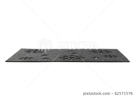perspective view of isolated black christmas placemat for food. Empty space for your design 82571576