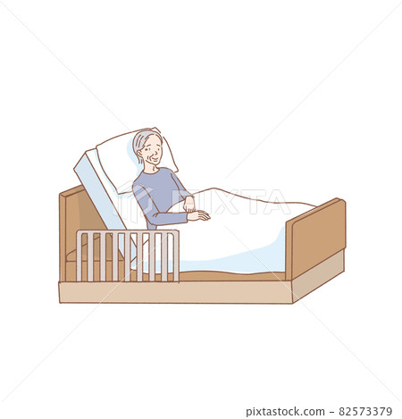 Illustration of a senior woman sleeping in bed - Stock Illustration ...