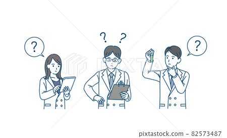 科學家研究員 穿實驗室外套的男女 科學研究 驗證問題 思維 插圖素材 82573487