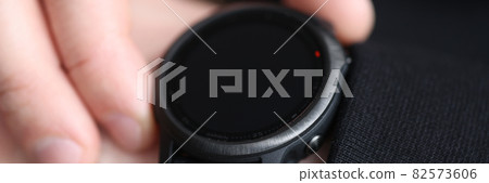 Smart watch with black bracelet on man hand Smart watch with black bracelet on man hand 82573606