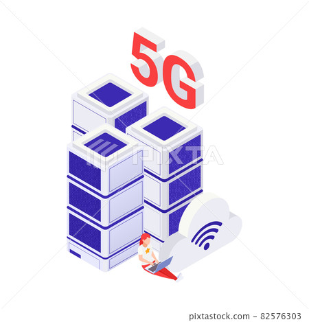 Isometric 5G Internet Concept Isometric 5G Internet Concept 82576303