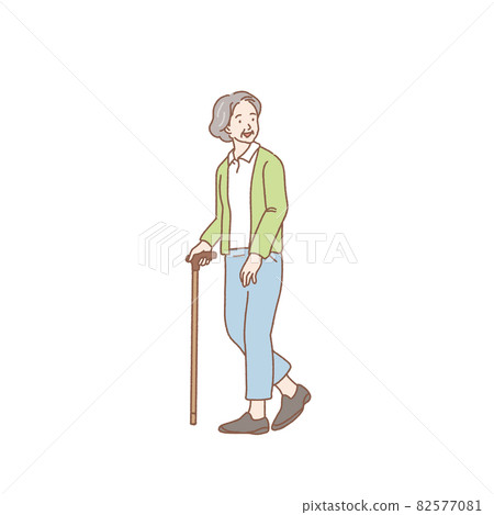 Illustration of a senior woman wearing a wand 82577081
