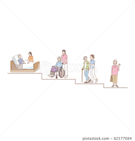 Life stage illustration nursing care 82577084