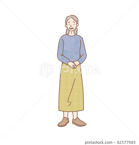 Illustration of a standing senior woman 82577085