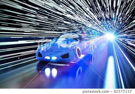 driverless car in rail light tunnel 82577137