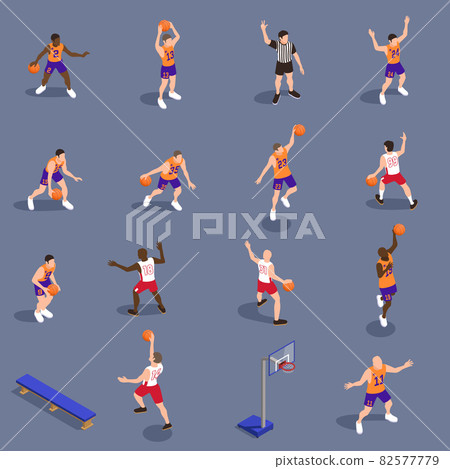 Basketball Isometric Icon Set 82577779