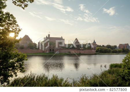 Panorama of medieval teutonic castle in Malbork, Poland 82577800