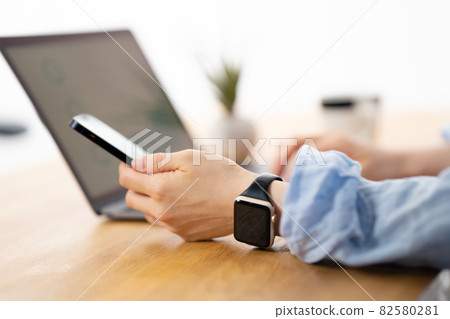 Telework hand typing Telework hand typing 82580281