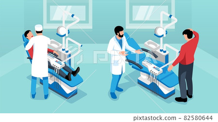 Dentist Isometric Horizontal Illustration Dentist Isometric Horizontal Illustration 82580644