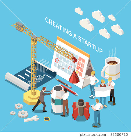 Startup Project Isometric Colored Concept 82580710