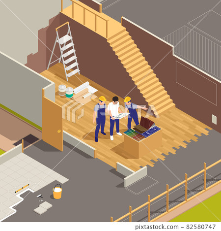 Interior Designer Isometric Composition Interior Designer Isometric Composition 82580747