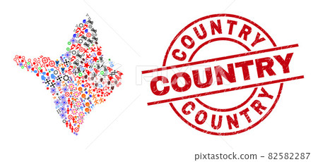 Country Distress Stamp Seal and Amapa State Map Mosaic of Different Items Country Distress Stamp Seal and Amapa State Map Mosaic of Different Items 82582287