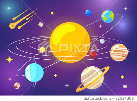 卡通風格的太陽系 82584308