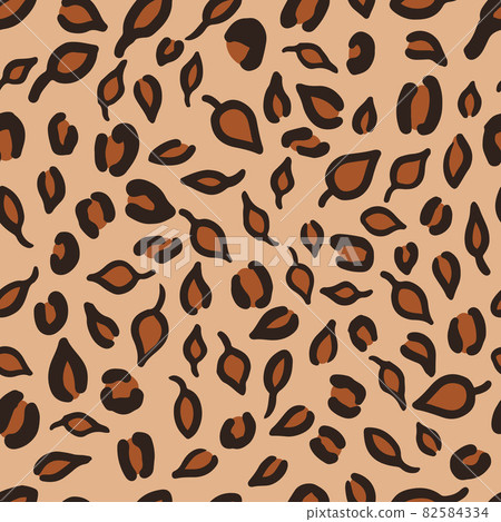 Leopard or jaguar seamless pattern made of fall leaves. Trendy animal print with autumn colors. Vector background for fabric, textile, wallpaper, wrapping paper, etc Leopard or jaguar seamless pattern made of fall leaves. Trendy animal print with autumn colors. Vector background for fabric, textile, wallpaper, wrapping paper, etc 82584334
