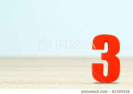 Shot of a number three made of red plastic 82585036