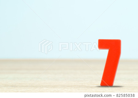 Shot of a number seven made of red plastic 82585038