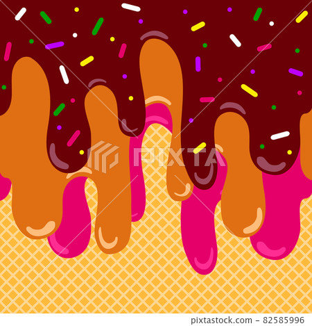 ice cream melted background  with caramel, chocolate, cherry 82585996