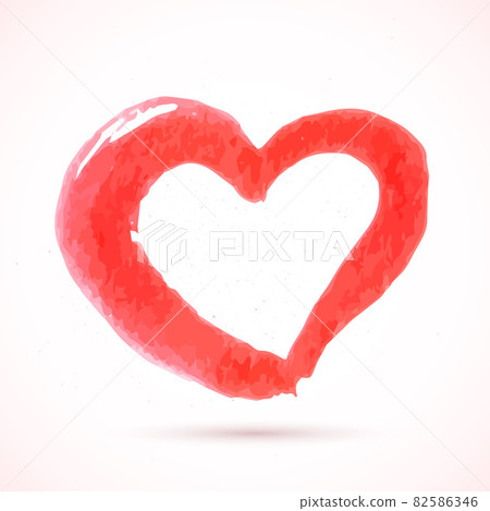 Red heart hand painted with brush. Watercolor... - Stock Illustration ...