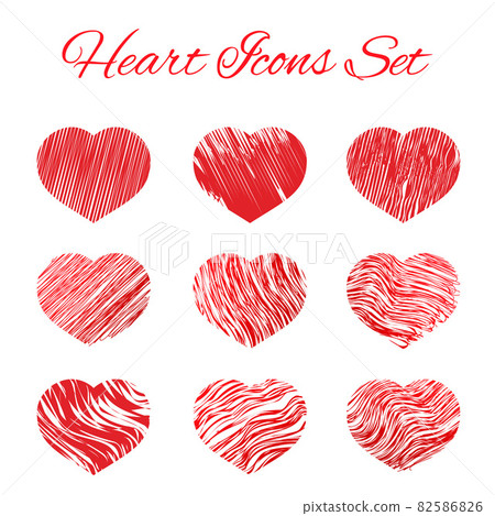 Heart icons set. Hand drawing style vector illustration. Valentine s day element of design. Easy to edit design template. Heart icons set. Hand drawing style vector illustration. Valentine s day element of design. Easy to edit design template. 82586826