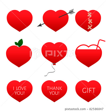 Set of nine red hearts. Flat icons isolated on white background. Valentine s day vector collection. Love story symbol. Health medical theme. Easy to edit design template. Set of nine red hearts. Flat icons isolated on white background. Valentine s day vector collection. Love story symbol. Health medical theme. Easy to edit design template. 82586847