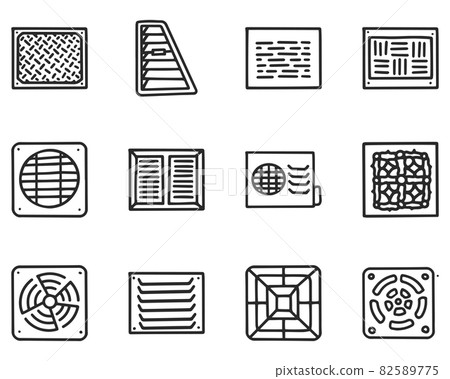 Ventilation panels line vector doodle simple icon set 82589775