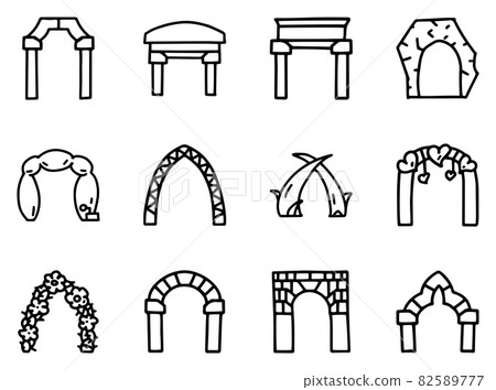 Arches line vector doodle simple icon set Arches line vector doodle simple icon set 82589777
