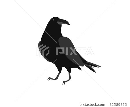 Black raven. Brooding bird sits on surface with... - Stock Illustration ...