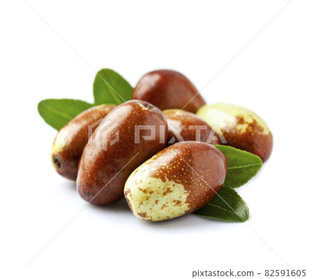 Dates fruits. Jojoba fruits on white backgrounds. 82591605