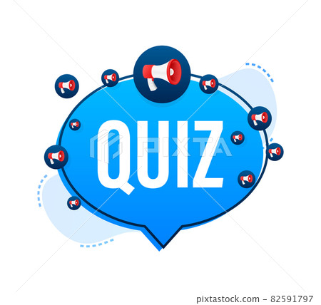 Megaphone banner isolated on white background - Quiz text. Vector stock illustration. 82591797