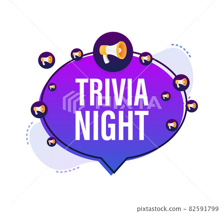 Megaphone with trivia night. Megaphone banner. Web design. Vector stock illustration. Megaphone with trivia night. Megaphone banner. Web design. Vector stock illustration. 82591799