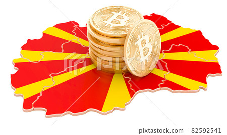 Bitcoin cryptocurrency in Macedonia, 3D rendering 82592541