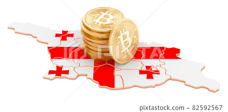 Bitcoin cryptocurrency in Georgia, 3D rendering 82592567