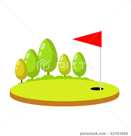 Golf course. Summer sports. Cartoon flat illustration Golf course. Summer sports. Cartoon flat illustration 82593808