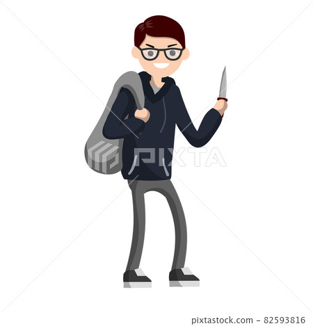 Man with knife extorting money 82593816