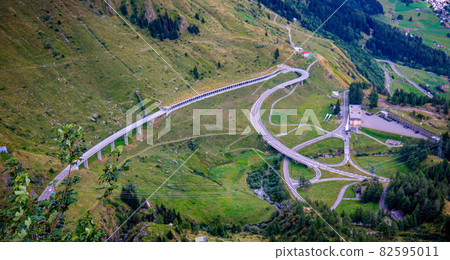 Famous Gotthard Pass in Switzerland - aerial view Famous Gotthard Pass in Switzerland - aerial view 82595011