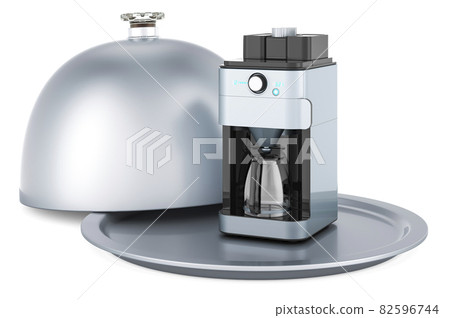 Restaurant cloche with coffee machine, 3D rendering 82596744
