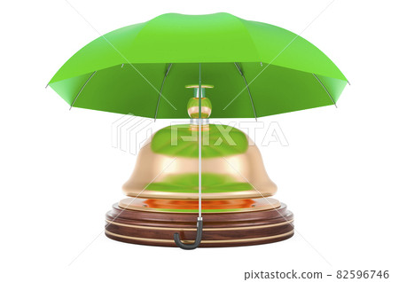 Reception bell under umbrella, 3D rendering Reception bell under umbrella, 3D rendering 82596746