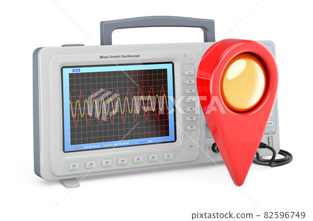 Oscilloscope with map pointer. 3D rendering 82596749