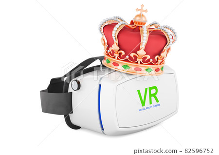 VR virtual reality glasses with golden crown, 3D rendering 82596752