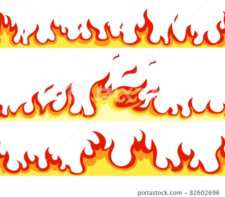 Seamless fire flame. Cartoon orange bonfire effect. Vector template 82602696