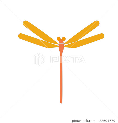 一隻簡單蜻蜓的圖像插圖（橙色配色方案） 82604779