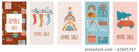 Merry Christmas Boho, Bohemian collection. Vector trendy Xmas design and illustration. Rainbows Merry Christmas Boho, Bohemian collection. Vector trendy Xmas design and illustration. Rainbows 82605747