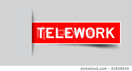 Label sticker red color in word telework that inserted in gray background Label sticker red color in word telework that inserted in gray background 82606648