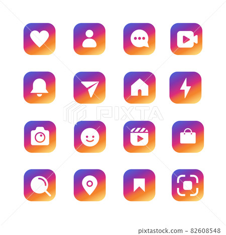 social media icon set gradient color social media icon set gradient color 82608548