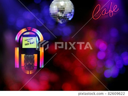 Jukebox in Bar with Disco Ball and Bokeh 82609622