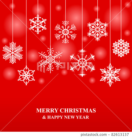 Christmas card with hanging decorative snowflakes - Stock Illustration ...