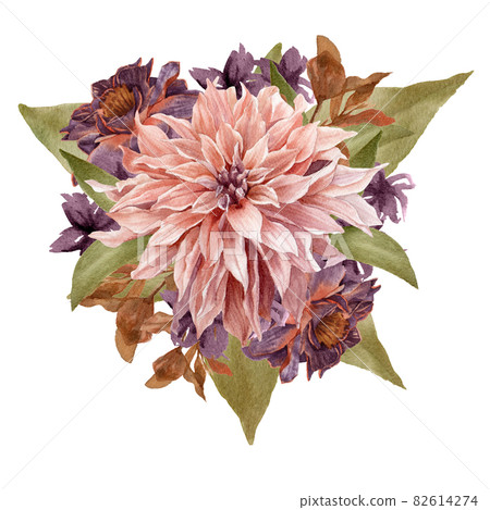 Halloween and flowers Watercolor Cliparts 82614274