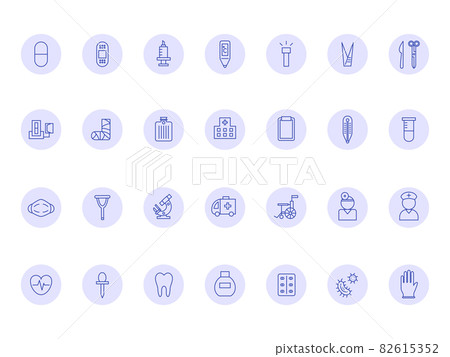 Medical (blue) icon, adhesive plaster, vaccine, thermometer, sphygmomanometer, doctor, nurse, hospital, fungus, wheelchair, mask, etc. Medical (blue) icon, adhesive plaster, vaccine, thermometer, sphygmomanometer, doctor, nurse, hospital, fungus, wheelchair, mask, etc. 82615352