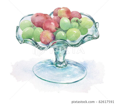 葡萄、馬斯喀特和凱吉的插圖,玻璃器皿手繪水彩 葡萄、馬斯喀特和凱吉的插圖,玻璃器皿手繪水彩 82617591