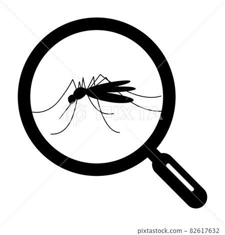 Mosquitoes and magnifying glass icons 82617632